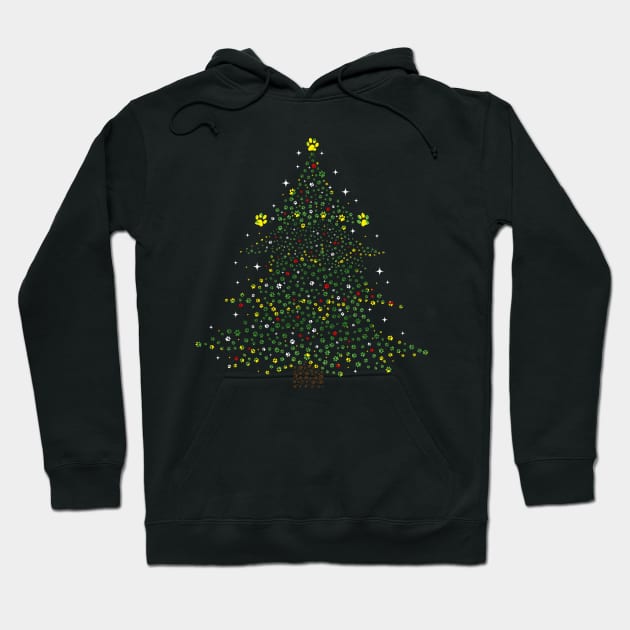 Dog Paws Christmas Tree Hoodie by D'porter